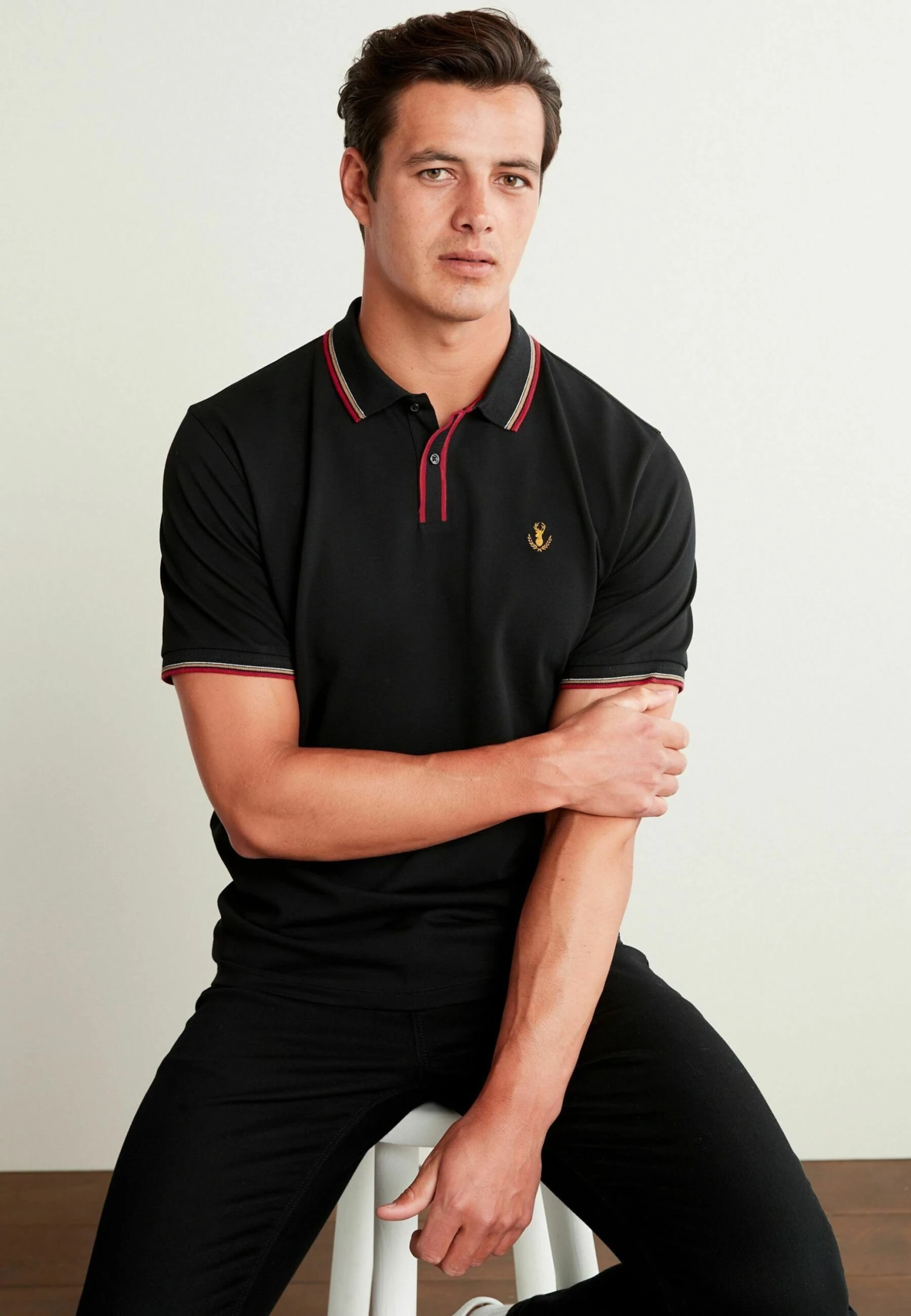 Next Tipped Regular Fit- Poloshirt - Black Tan Brown - Afbeelding 4
