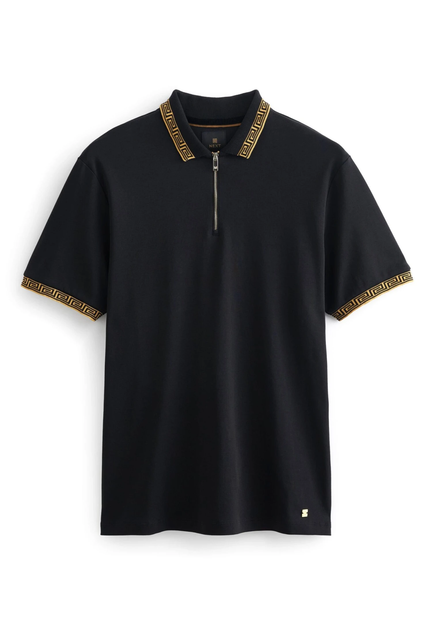 Next Tipped Regular Fit- Poloshirt - Black Gold Collar - Afbeelding 4