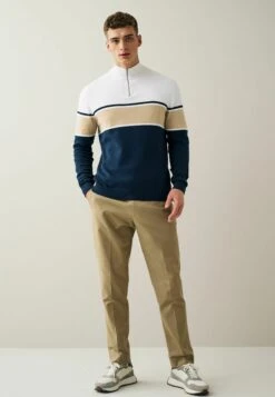 Next Colourblock Zip Neck Standard - Trui - Blue
