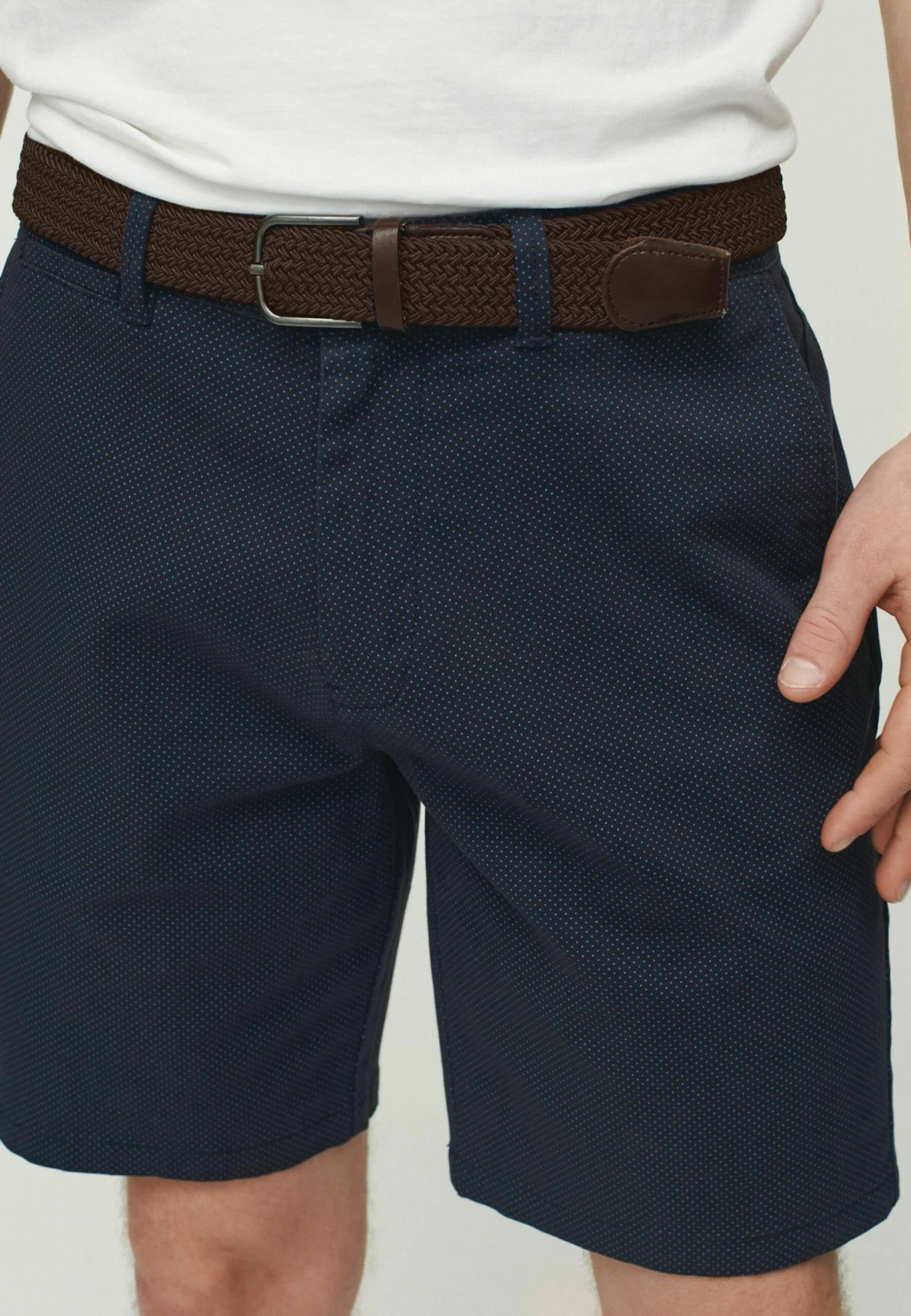 Next Belted Straight Fit - Shorts - Navy Blue Print - Afbeelding 3