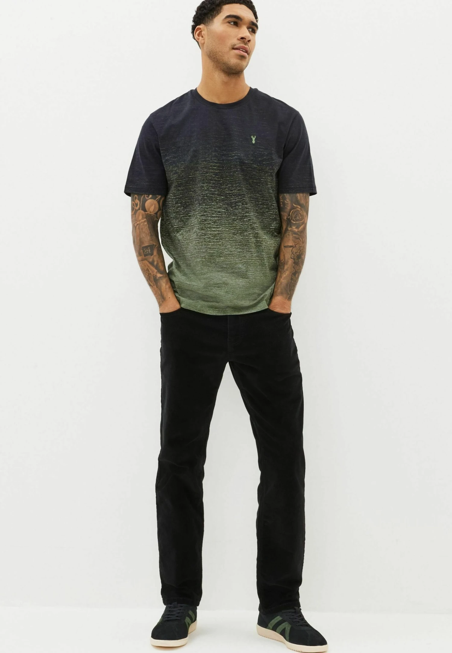Next Dip Dye Graphic- T-Shirt Print - Khaki Green - Afbeelding 2