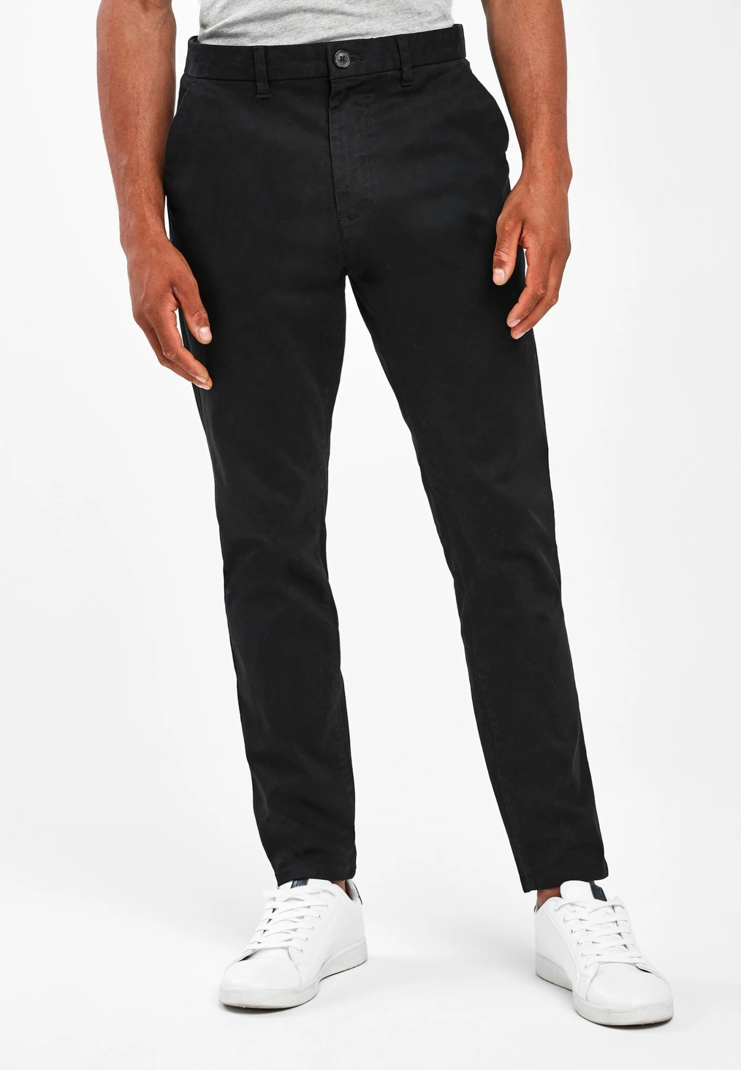 Next Dark Blue Tapered Slim Fit Stretch Chinos - Chino - Black