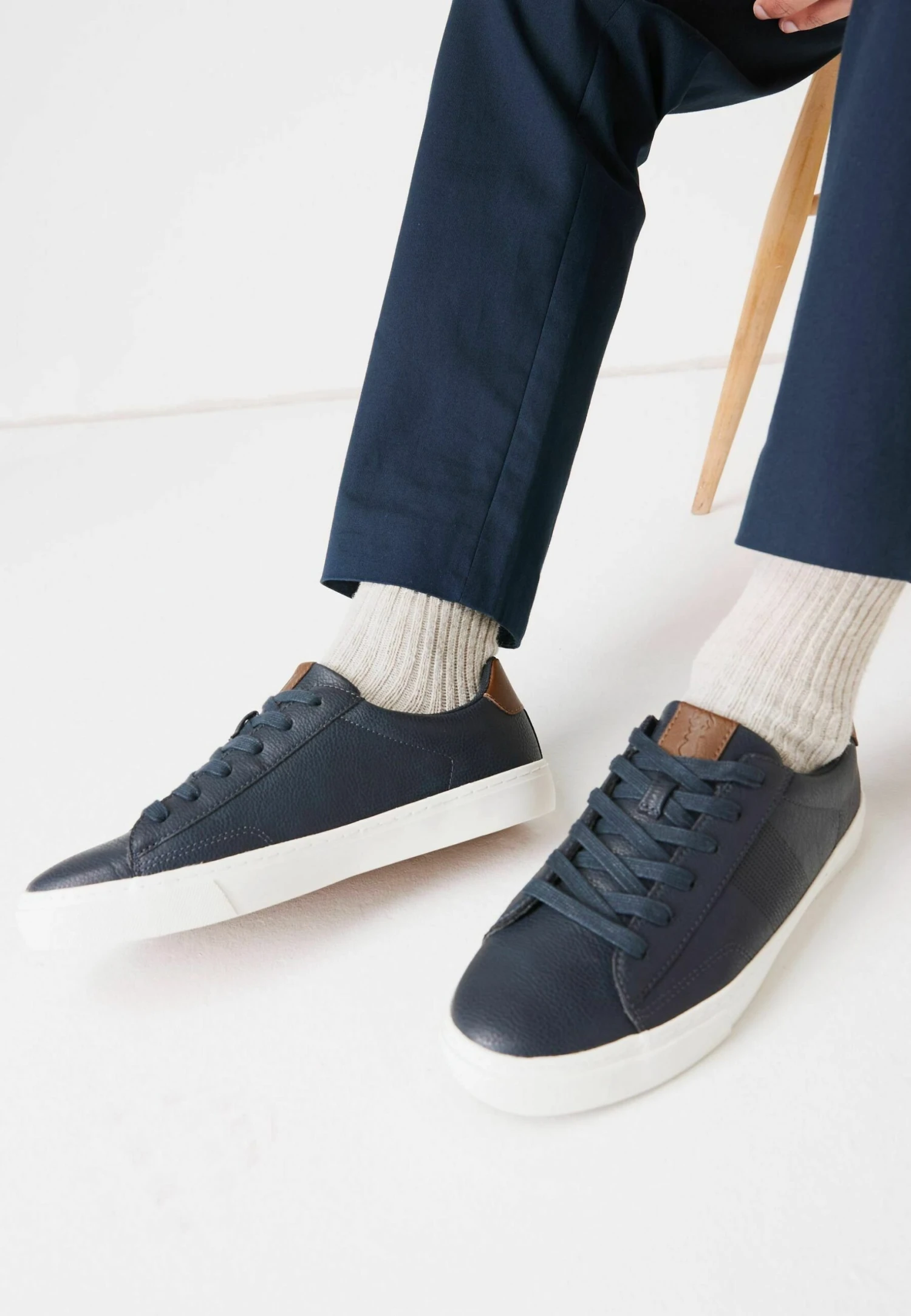 Next Perforated Side- Sneakers Laag - Navy Blue