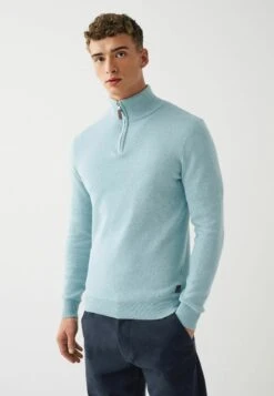 Next Premium Zip Neck- Trui - Sky Blue
