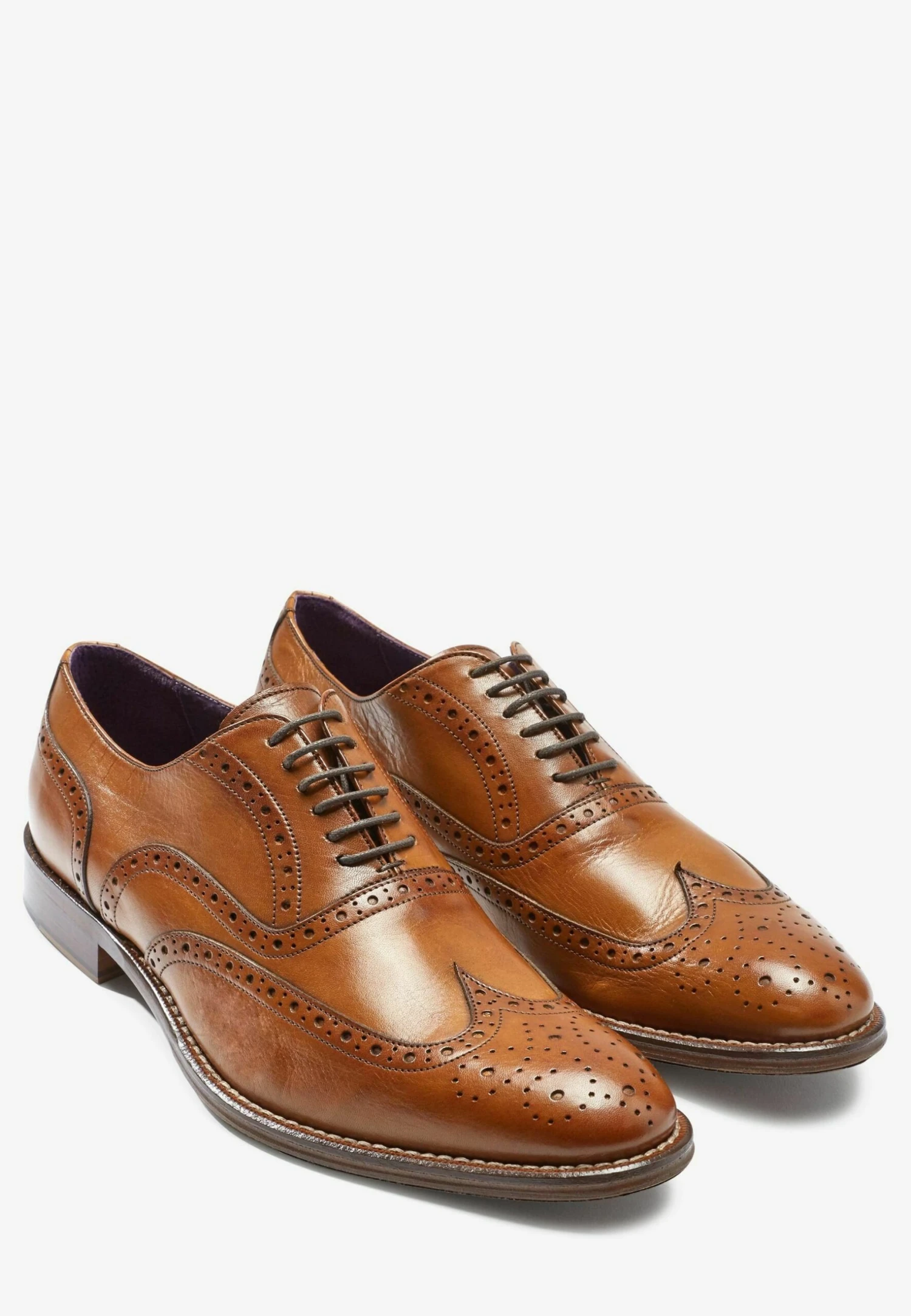 Next Signature Italian Wing Cap Brogues Wide Fit - Veterschoenen - Tan Brown - Afbeelding 4