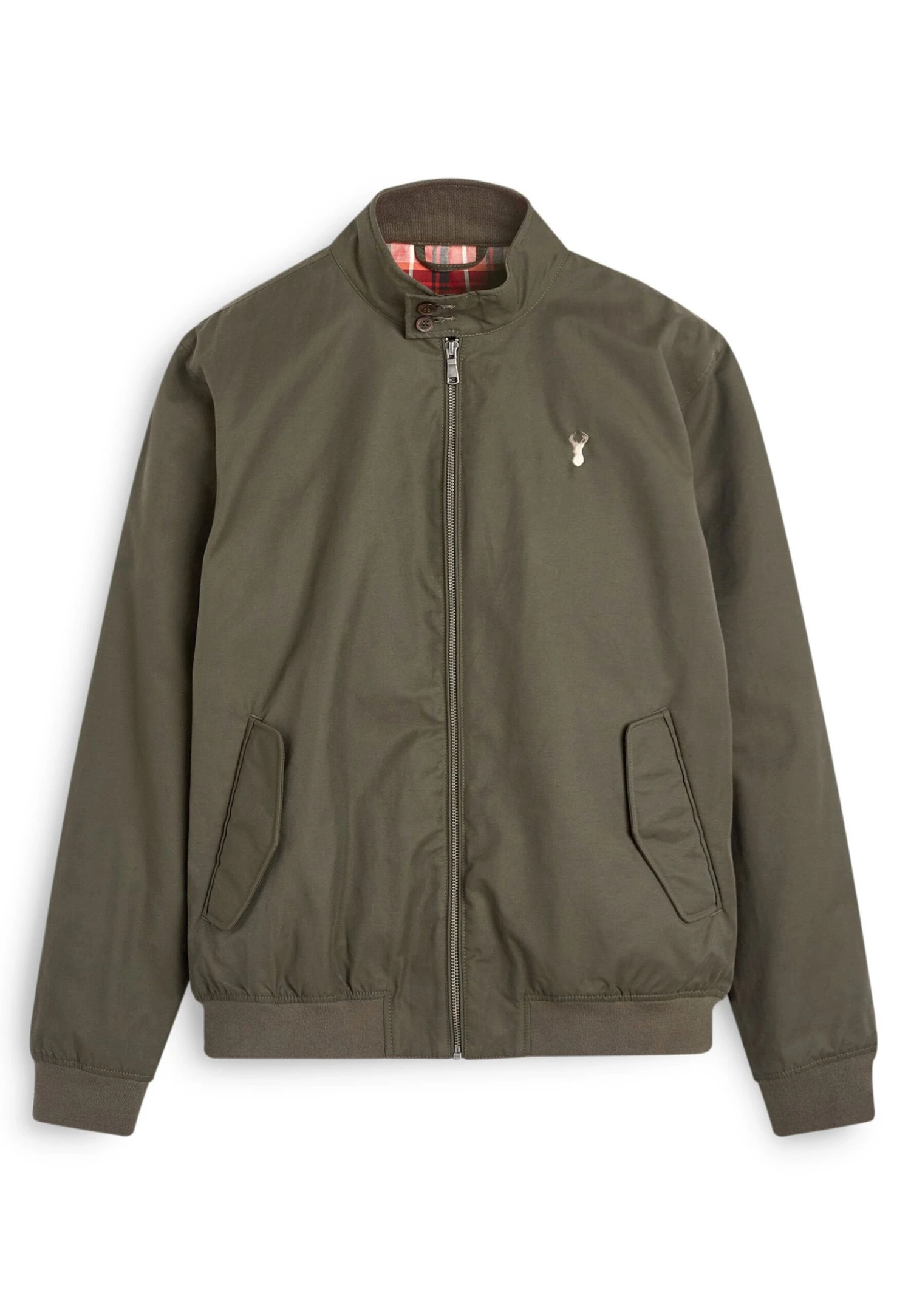 Next Shower Resistant Check Harrington- Jas - Khaki Green - Afbeelding 3