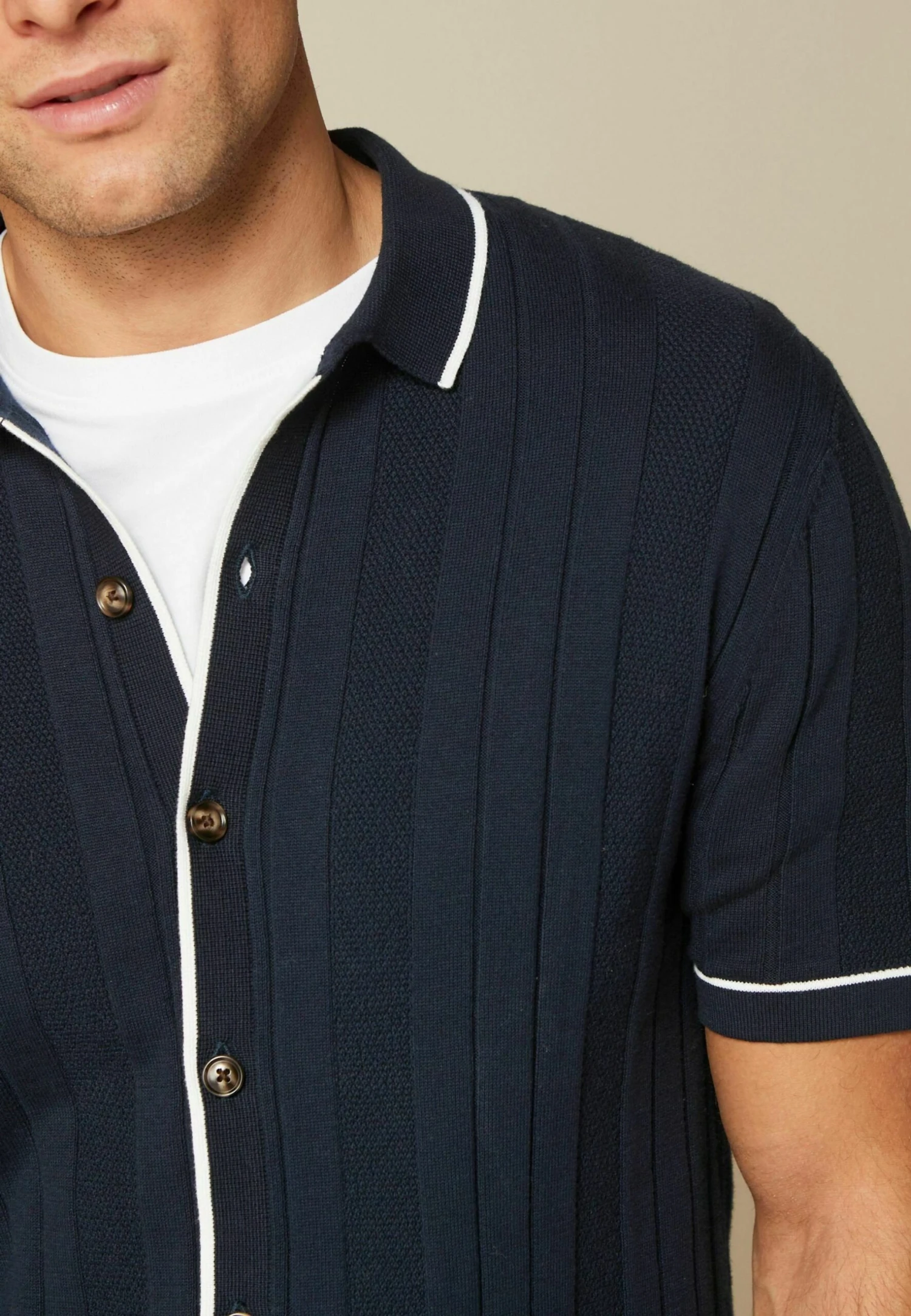 Next Geo Button-Through Standard - Vest - Navy Texture - Afbeelding 4