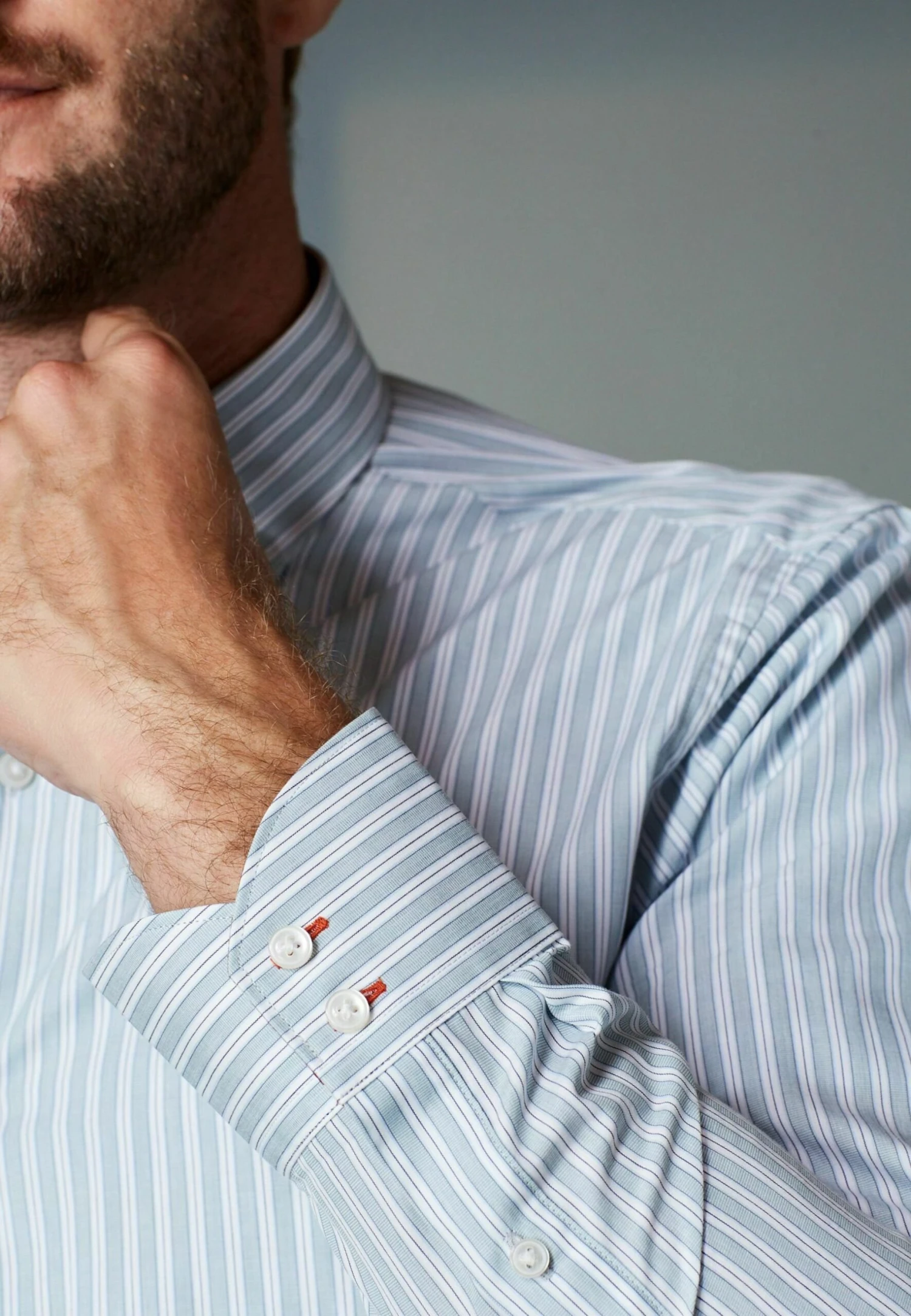 Next Signature Trimmed - Zakelijk Overhemd - Sage Green Stripe - Afbeelding 3