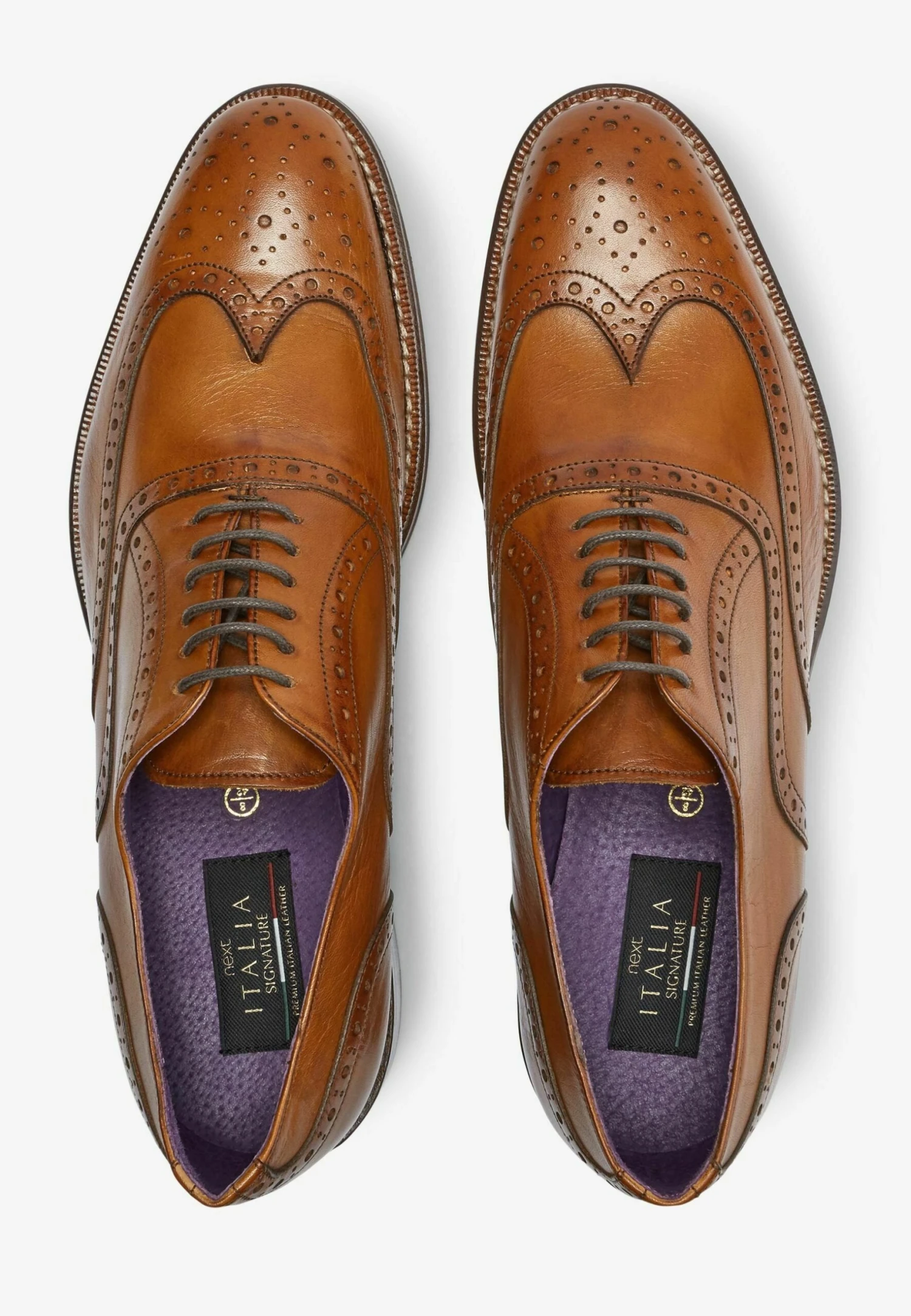 Next Signature Italian Wing Cap Brogues Wide Fit - Veterschoenen - Tan Brown - Afbeelding 5