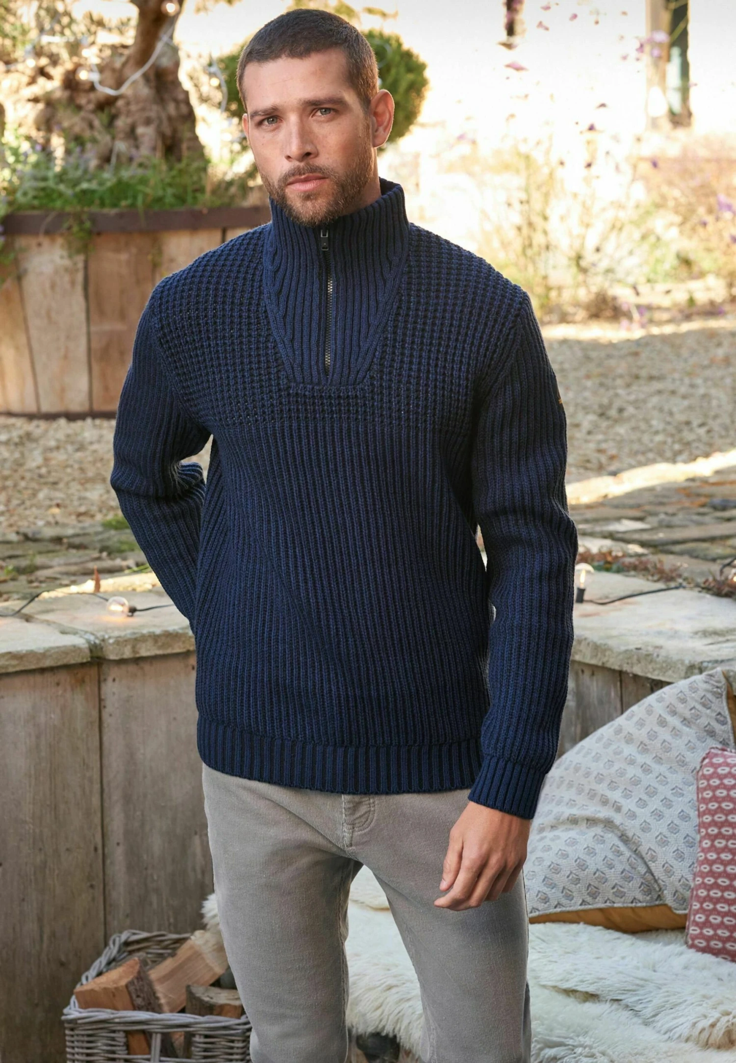 Next Plaited Zip Neck Standard - Trui - Blue - Afbeelding 2