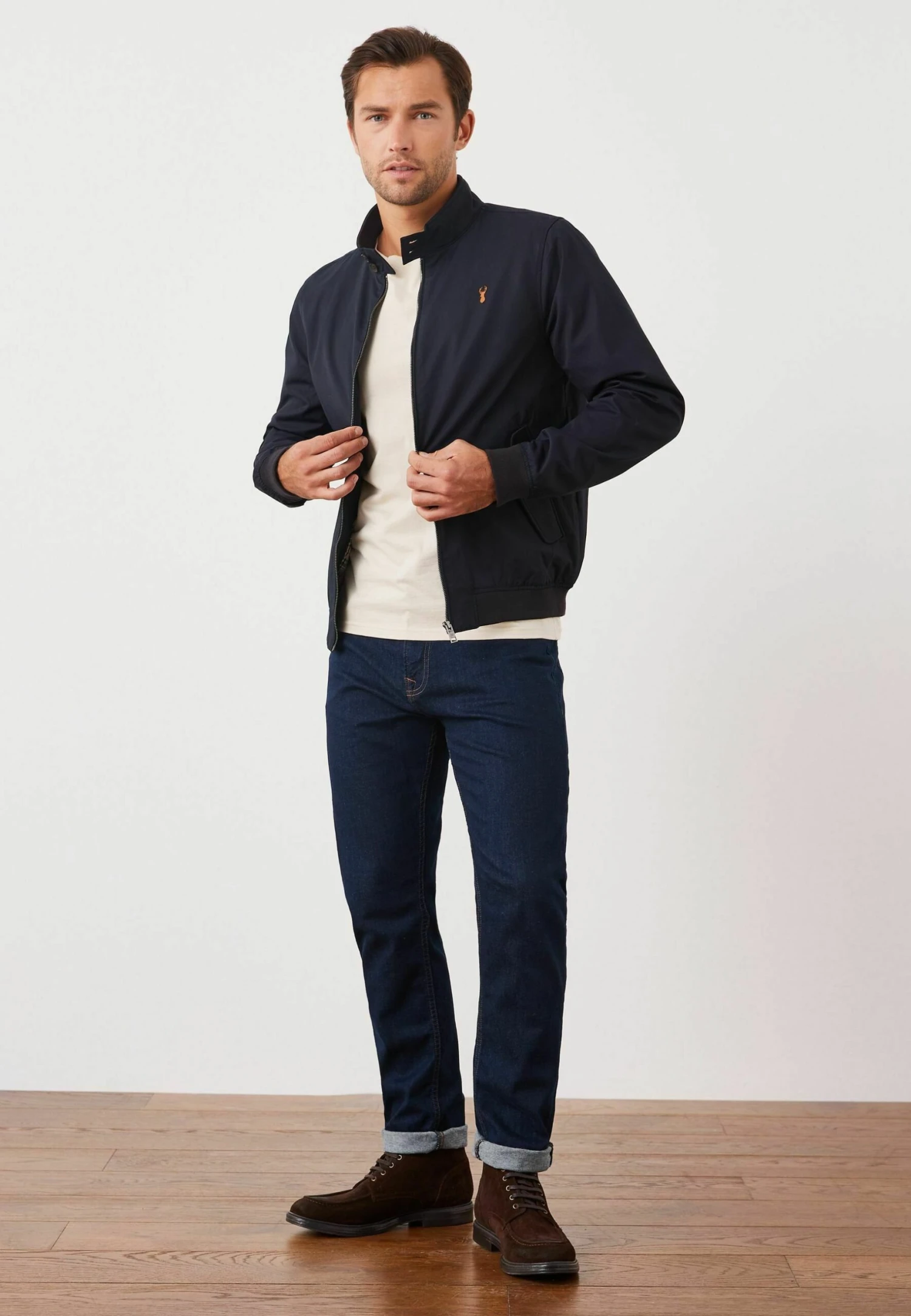 Next Shower Resistant Check Harrington- Jas - Navy Blue - Afbeelding 2