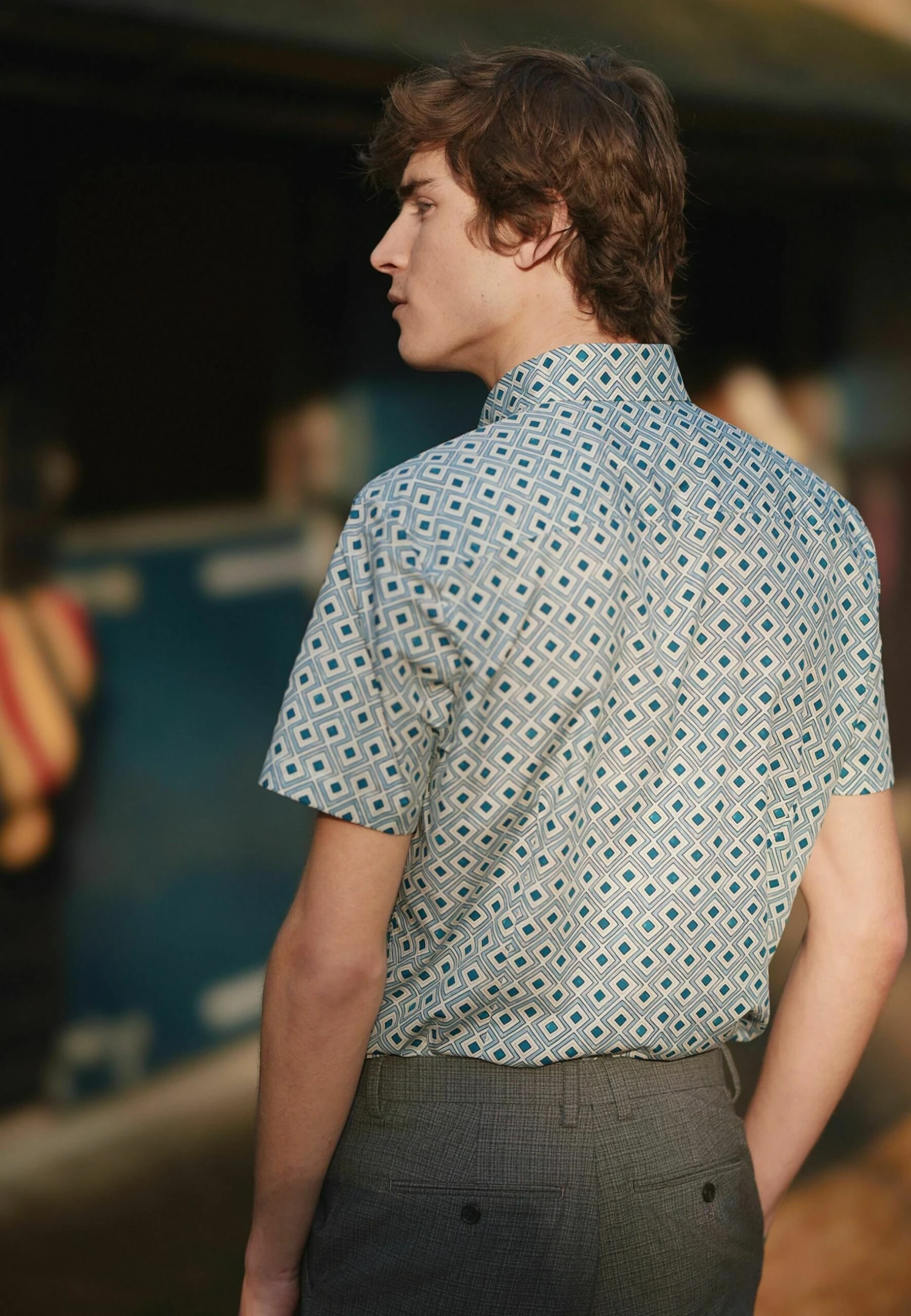 Next Printed Trimmed - Overhemd - Blue Yellow Geometric - Afbeelding 2