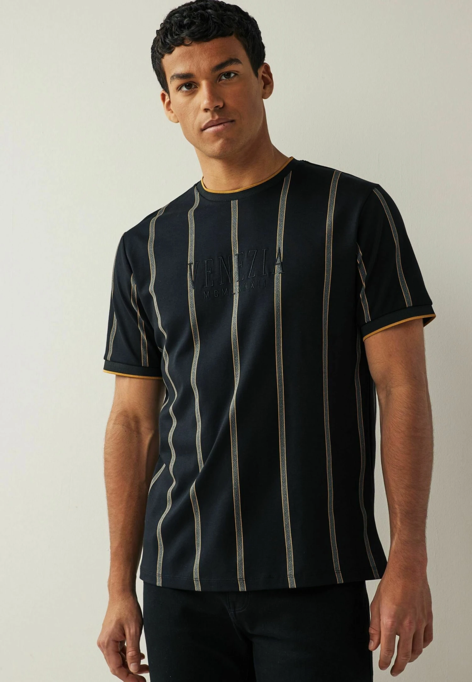 Next Vertical Stripe Standard - T-Shirt Print - Black Gold