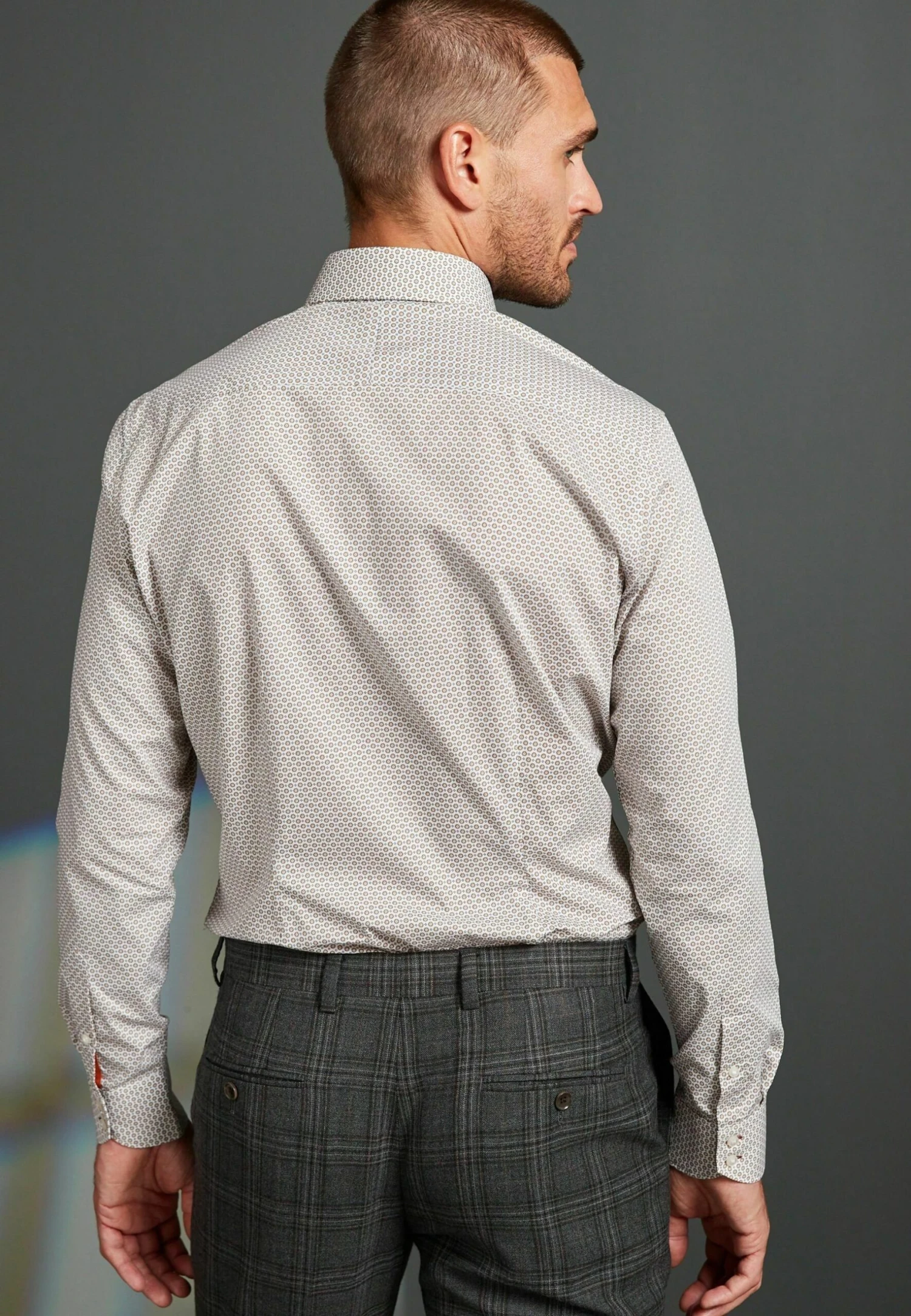 Next Signature Trimmed Single Cuff - Overhemd - Brown Neutral Geometric Print - Afbeelding 2