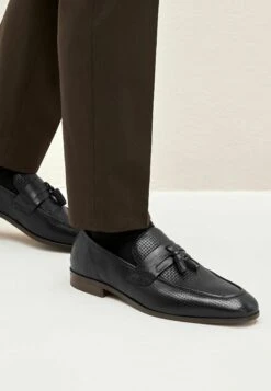 Next Embossed Tassel Loafers - Instappers - Black