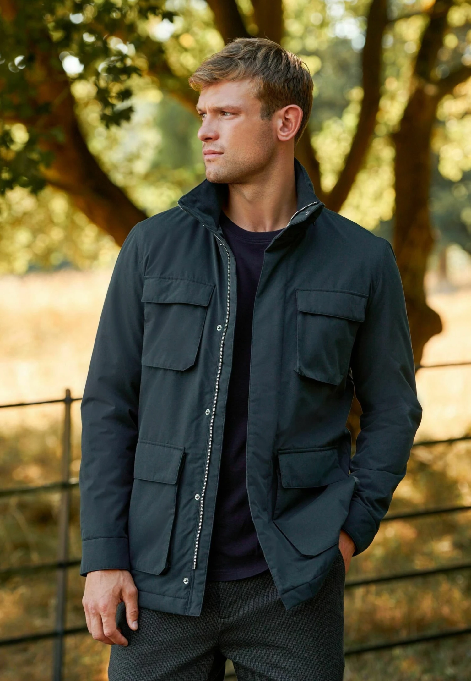 Next Four Pocket Funnel Neck Standard - Parka - Navy Blue