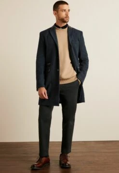 Next Trimmed Epsom- Halflange Jas - Navy Blue