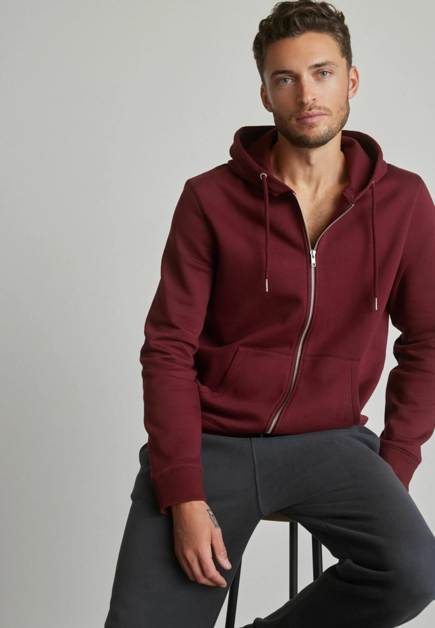 Next Zip Through - Sweater Met Rits - Burgundy Red - Afbeelding 4