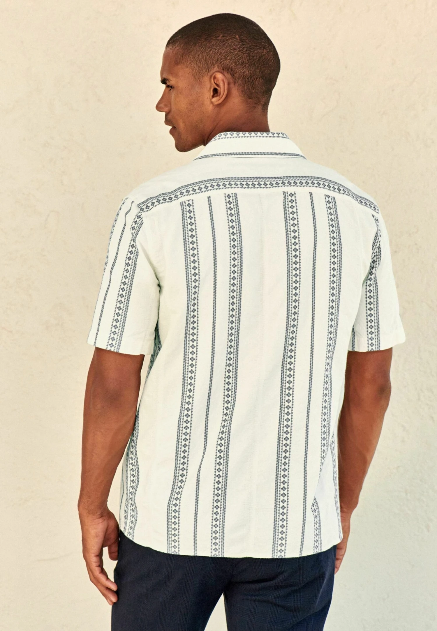 Next Textured Short Sleeve Stripe Standard - Overhemd - Ecru/Blue - Afbeelding 3