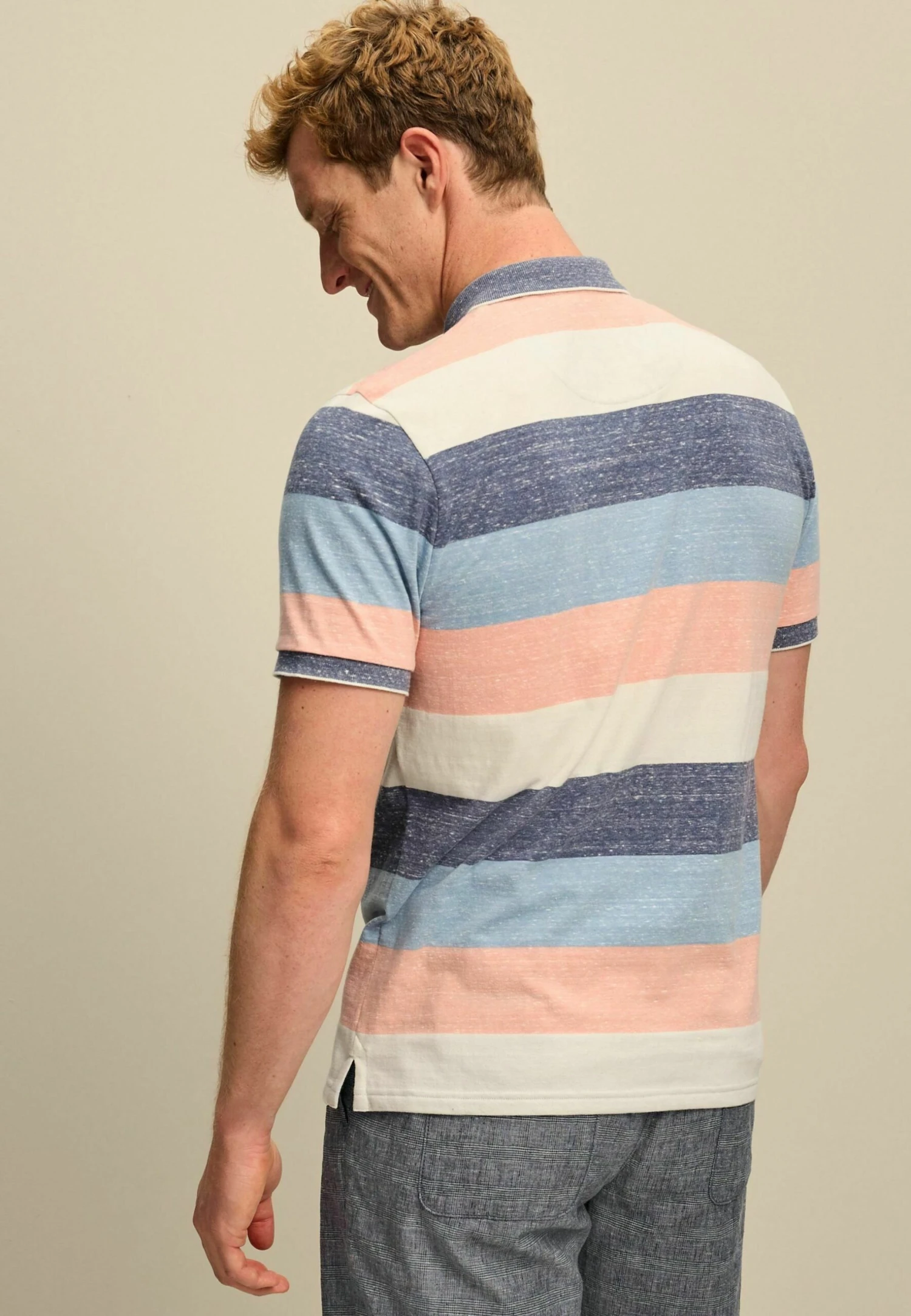 Next Stripe Standard - Poloshirt - Blue/Peach/Pink - Afbeelding 2