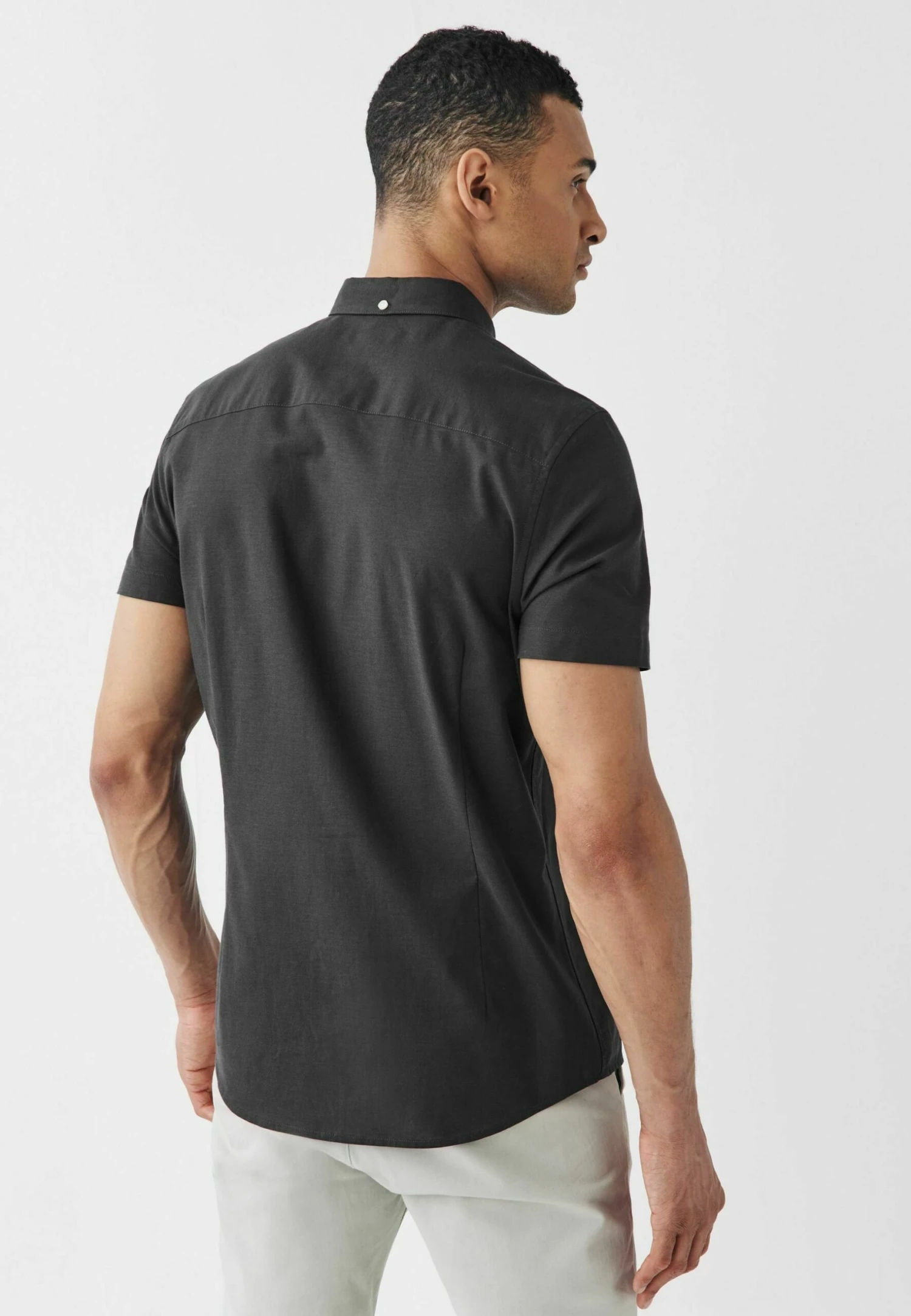 Next Short Sleeve Stretch Oxford- Overhemd - Charcoal Grey - Afbeelding 2