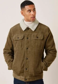 Next Borg Collared Cord Trucker- Jas - Stone Brown