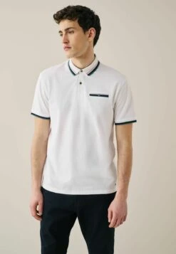 Next Tipped Regular Fit- Poloshirt - White Textured