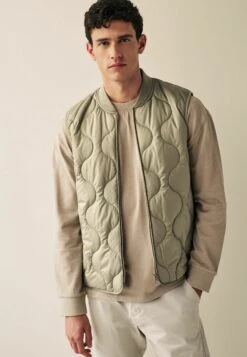 Next Shower Resistant Quilted Gilet Standard - Bodywarmer - Stone Natural