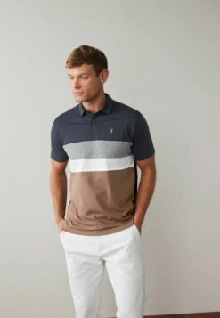 Next Chest Block Standard - Poloshirt - Tan Brown Navy Blue