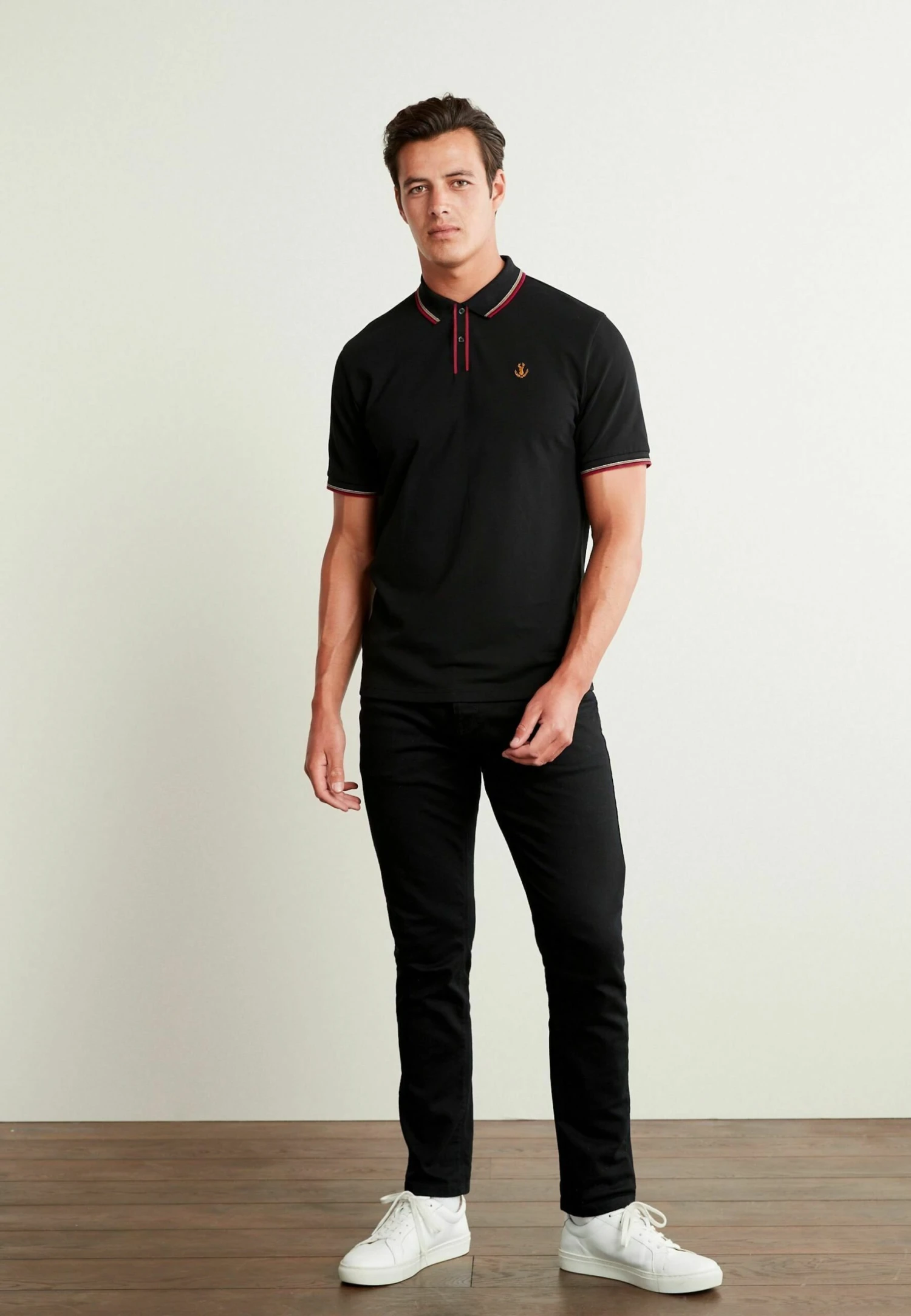 Next Tipped Regular Fit- Poloshirt - Black Tan Brown - Afbeelding 3