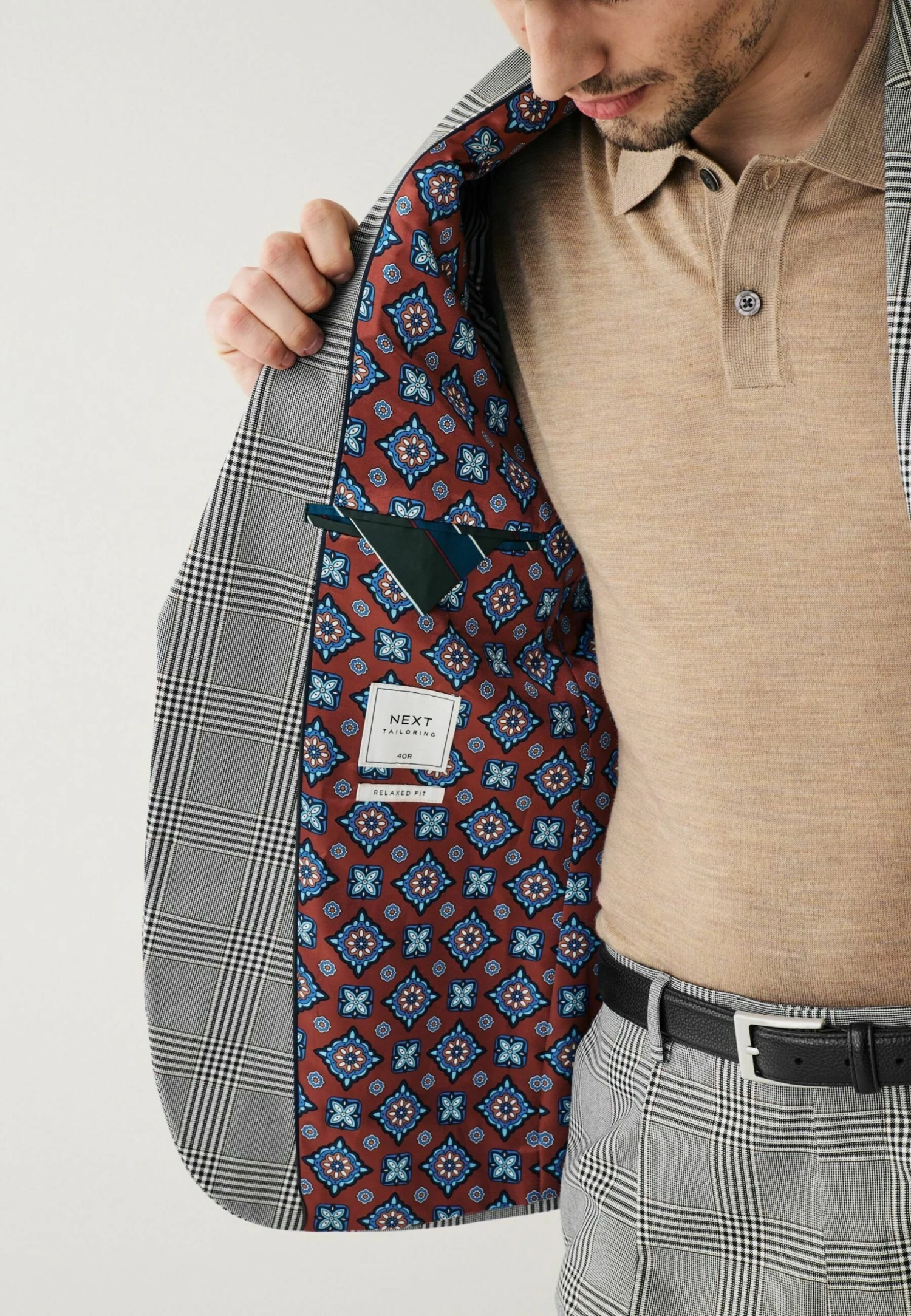 Next Relaxed Fit Check Standard - Colbert - Grey - Afbeelding 5