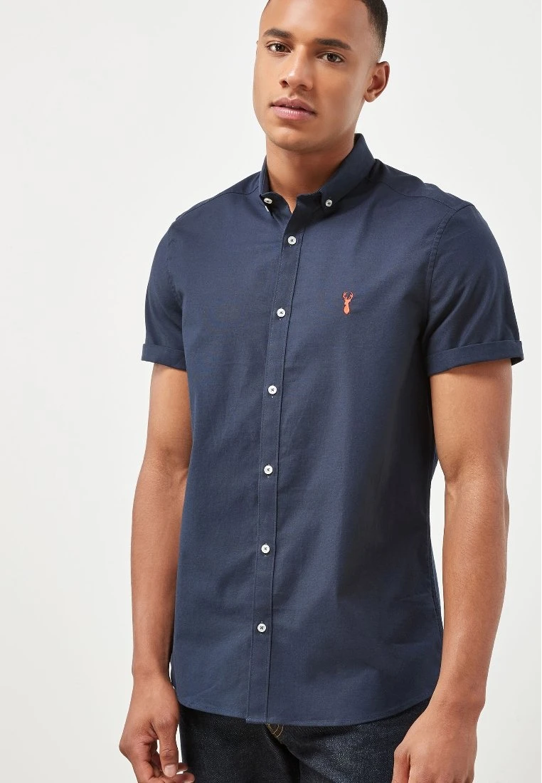 Next Short Sleeve Stretch Oxford - Overhemd - Blue