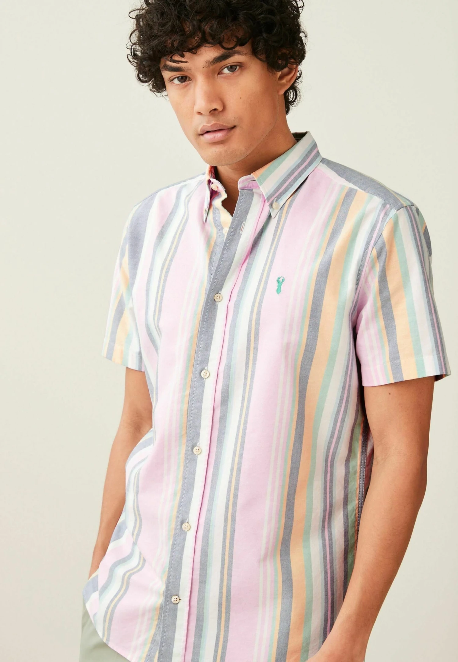 Next Short Sleeve Stripe Oxford Standard - Overhemd - Pink - Afbeelding 4