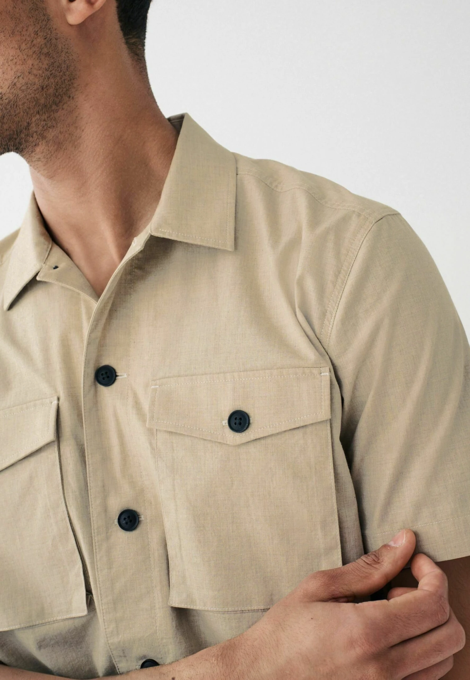 Next Twin Pocket Short Sleeve Standard - Overhemd - Stone - Afbeelding 5