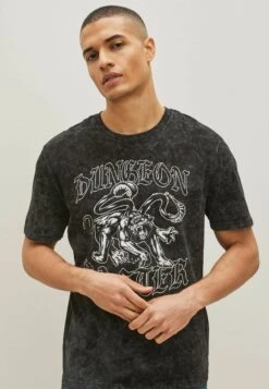 Next DungeonsDragons License - T-Shirt Print - Charcoal Grey Acid Wash