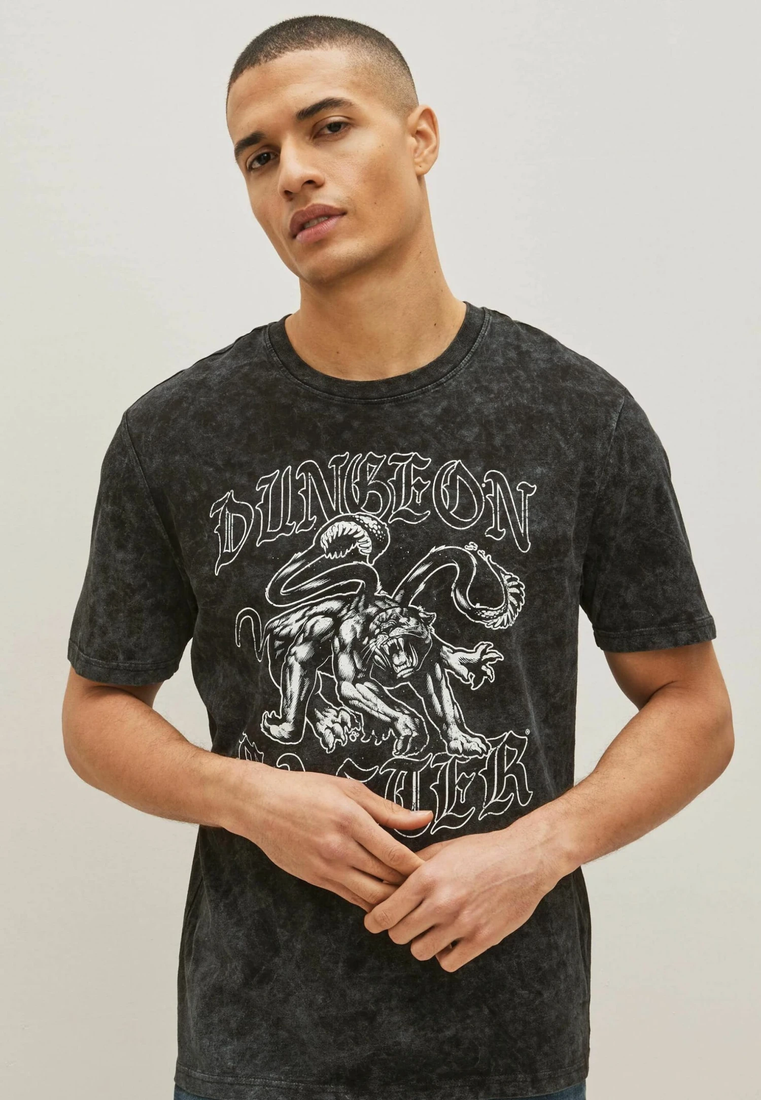 Next DungeonsDragons License - T-Shirt Print - Charcoal Grey Acid Wash