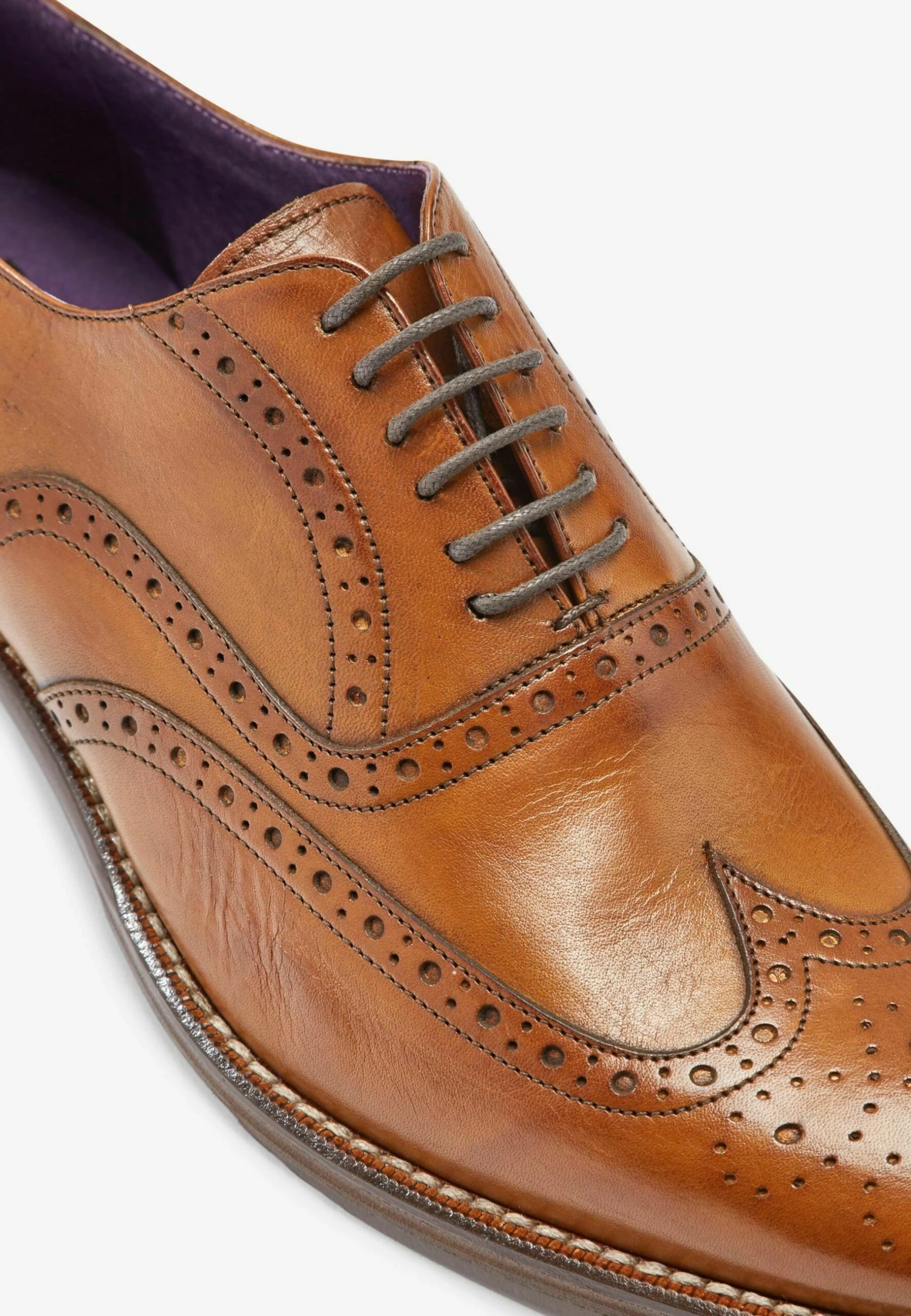 Next Signature Italian Wing Cap Brogues Wide Fit - Veterschoenen - Tan Brown - Afbeelding 7