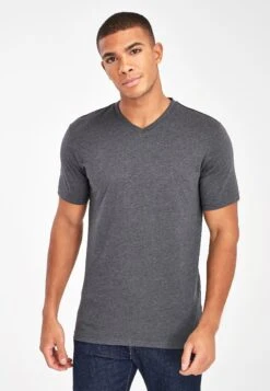 Next V-Neck T-Shirt-Slim Fit - T-Shirt Basic - Grey