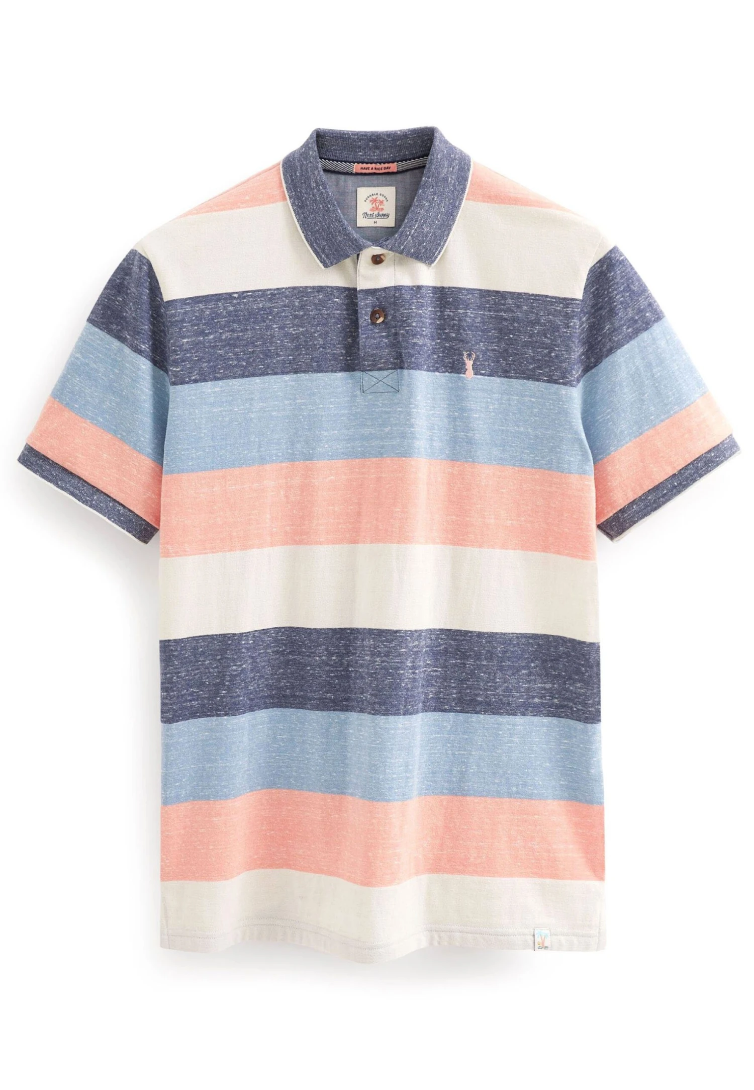 Next Stripe Standard - Poloshirt - Blue/Peach/Pink - Afbeelding 4