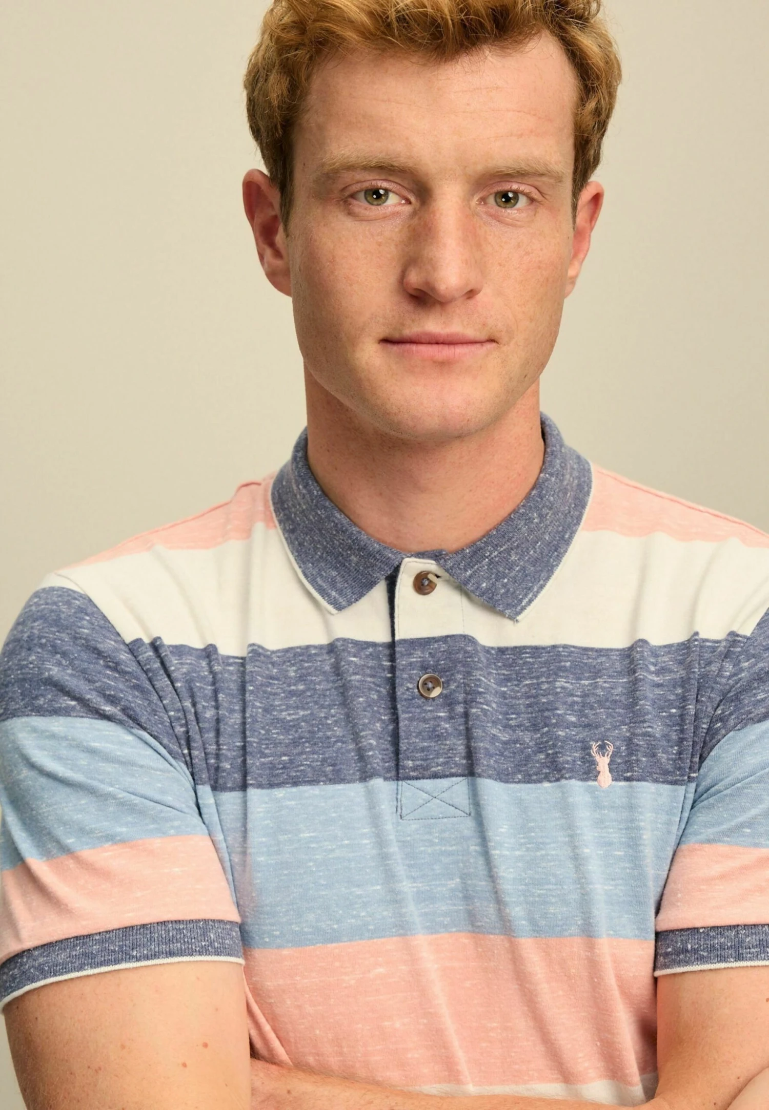 Next Stripe Standard - Poloshirt - Blue/Peach/Pink - Afbeelding 3