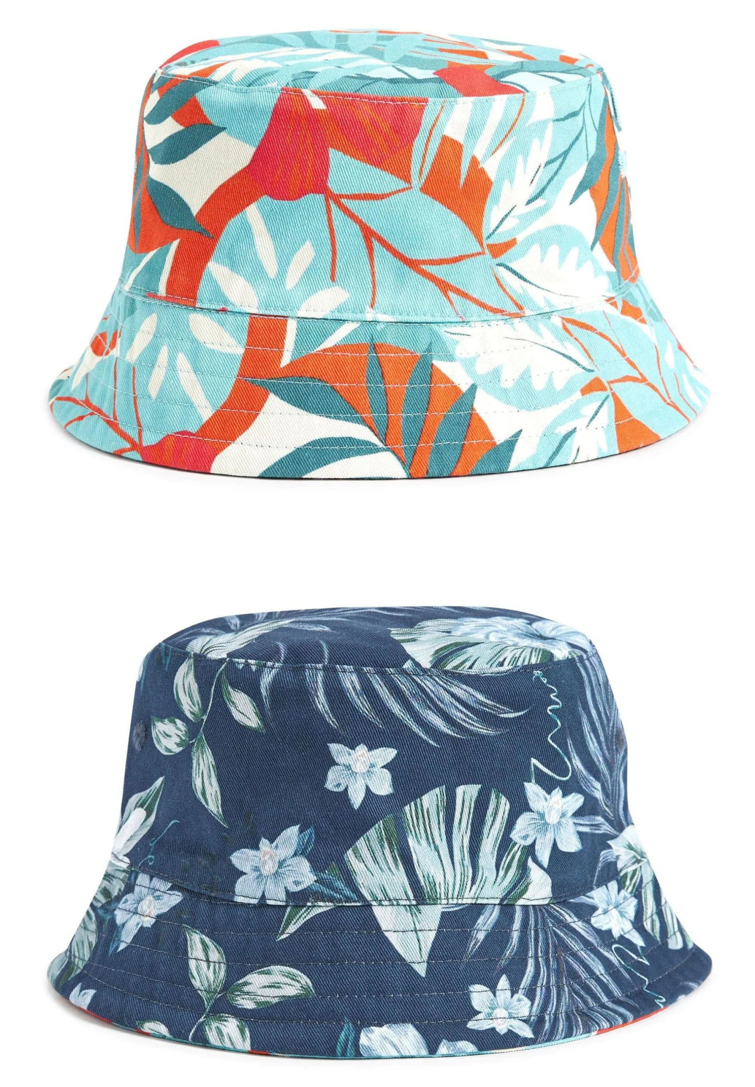 Next Reversible Bucket - Hoed - Navy Blue/Orange Floral