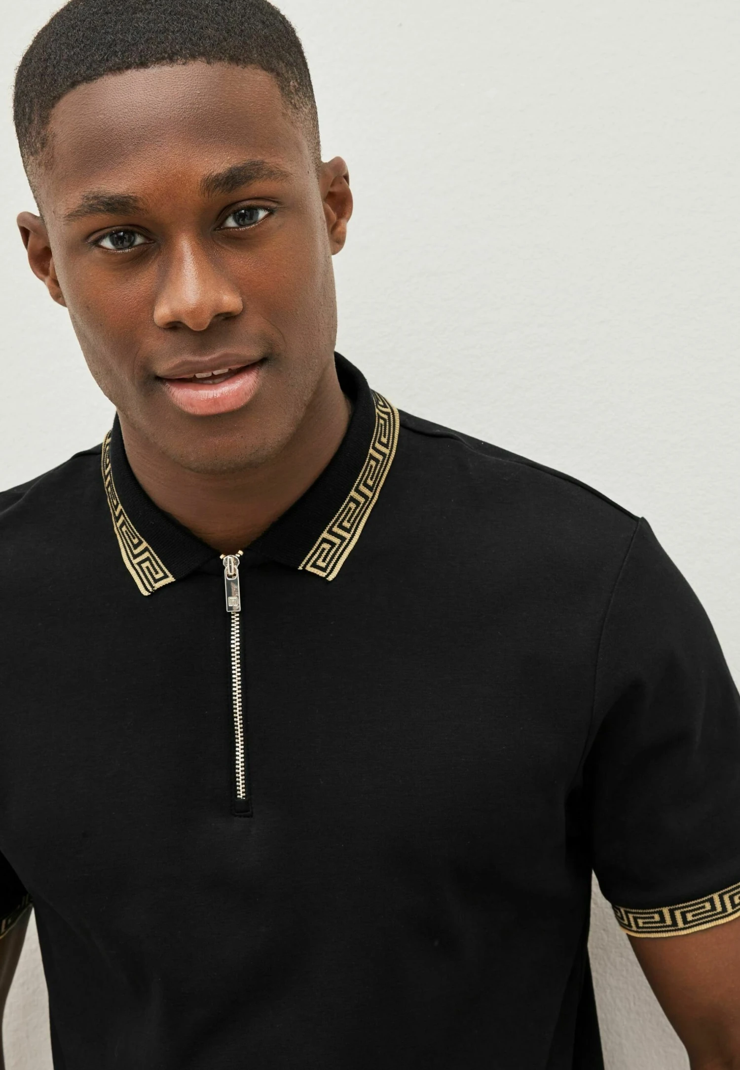 Next Tipped Regular Fit- Poloshirt - Black Gold Collar - Afbeelding 3