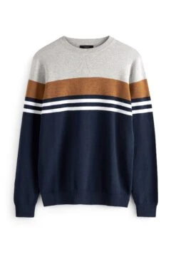 Next Trui - Grey Navy Stripe Colourblock