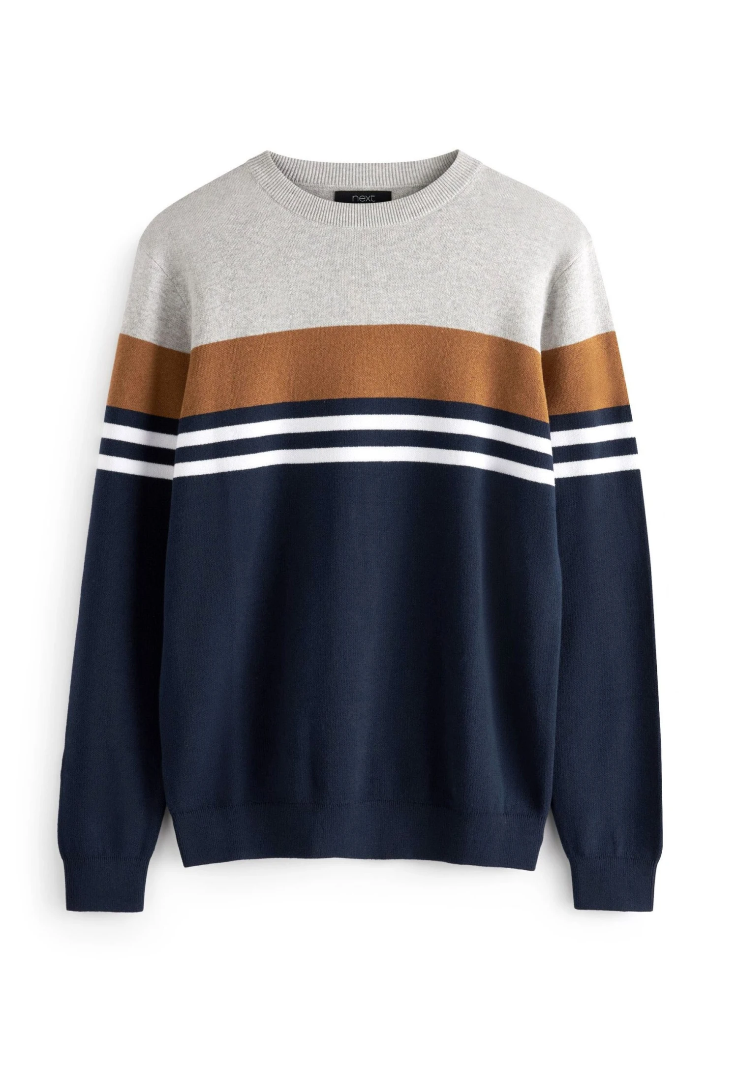 Next Trui - Grey Navy Stripe Colourblock