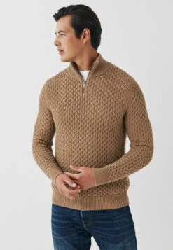 Next Helix Zip Neck - Trui - Natural