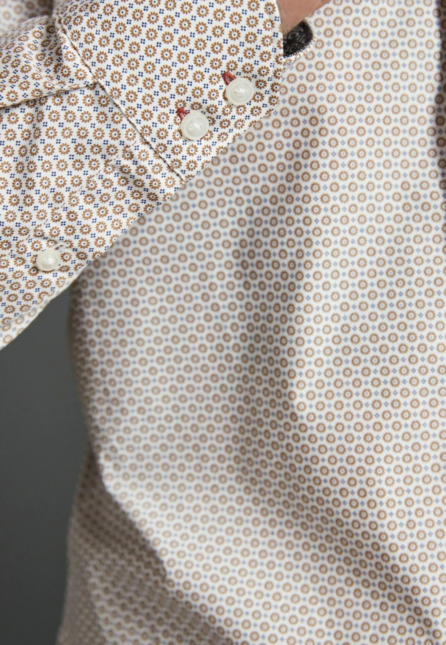 Next Signature Trimmed Single Cuff - Overhemd - Brown Neutral Geometric Print - Afbeelding 4