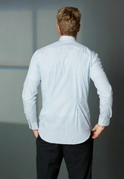 Next Signature Trimmed - Zakelijk Overhemd - Sage Green Stripe