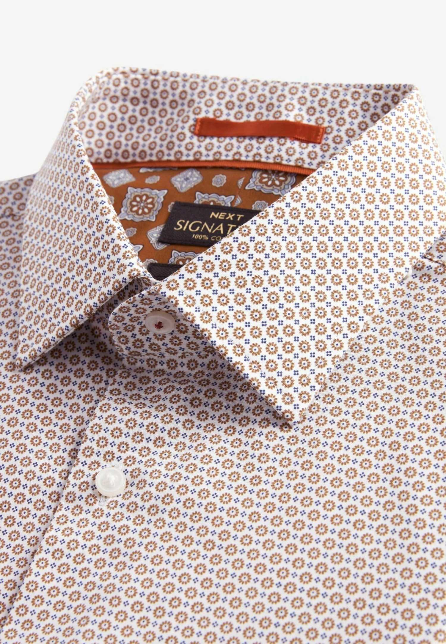 Next Signature Trimmed Single Cuff - Overhemd - Brown Neutral Geometric Print - Afbeelding 7