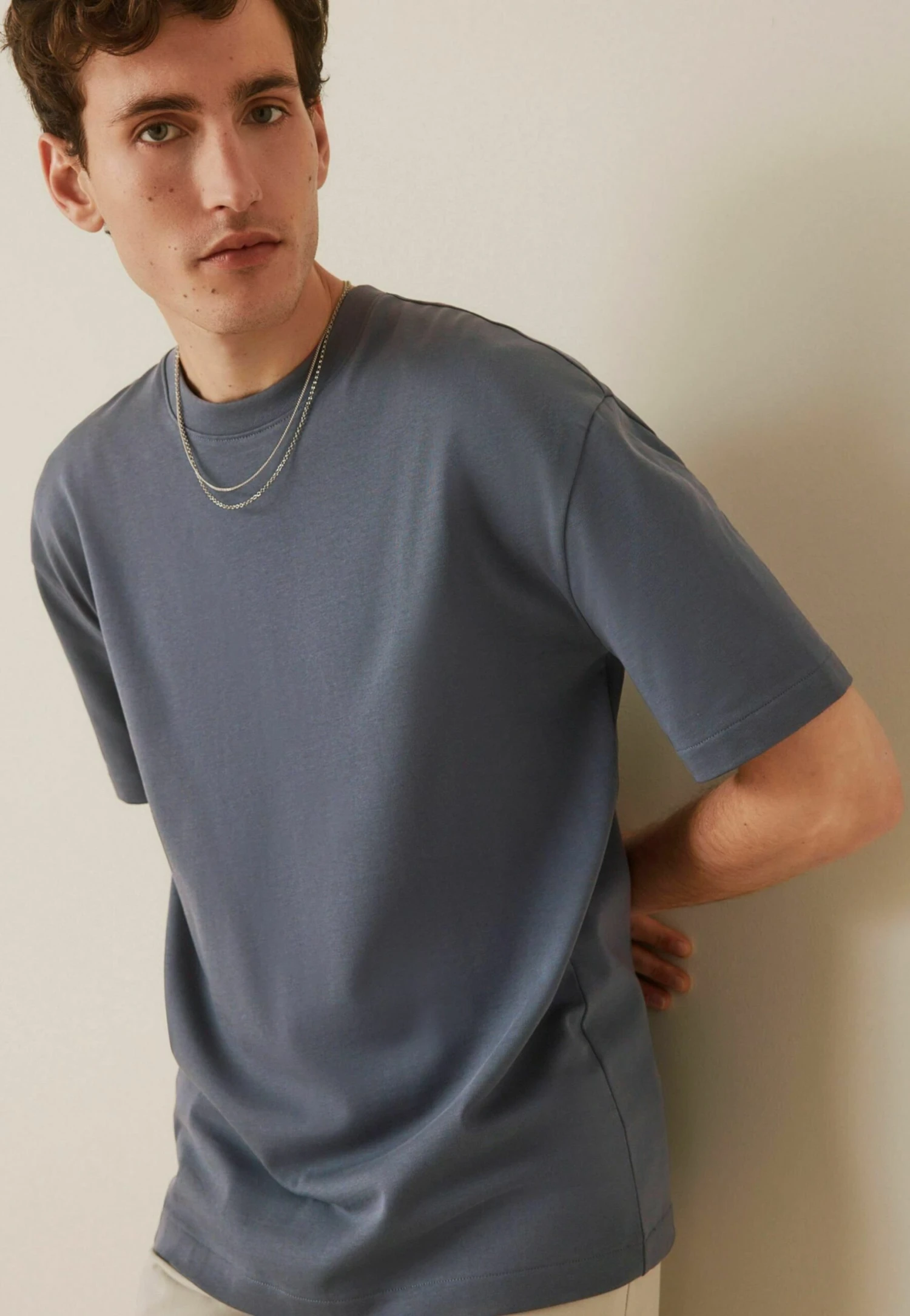 Next Relaxed Fit Heavyweight- T-Shirt Basic - Grey