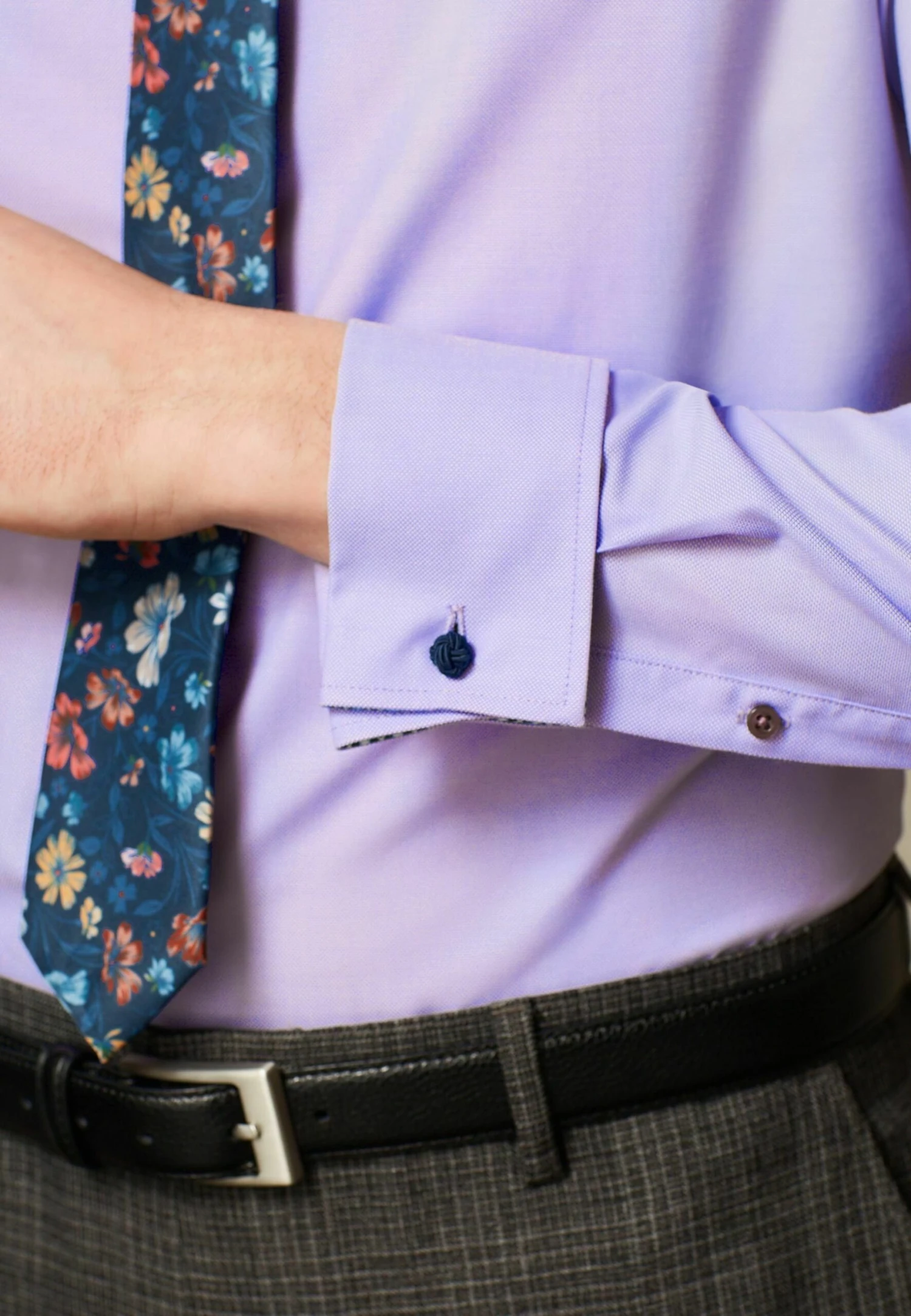 Next Slim Fit Double Cuff - Overhemd - Lilac Purple Blue Navy Floral - Afbeelding 5